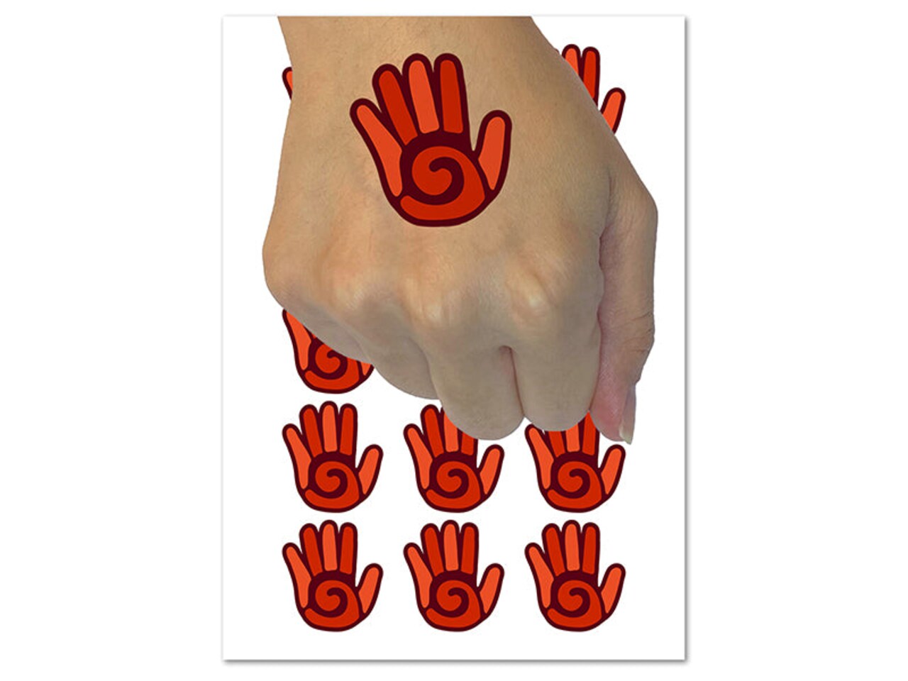 Southwestern Style Tribal Hand with Swirl Temporary Tattoo Water Resistant Fake Body Art Set Collection (1 Sheet)